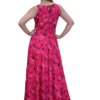 Hot Pink Floral Shoulderless Stringed Long Dress