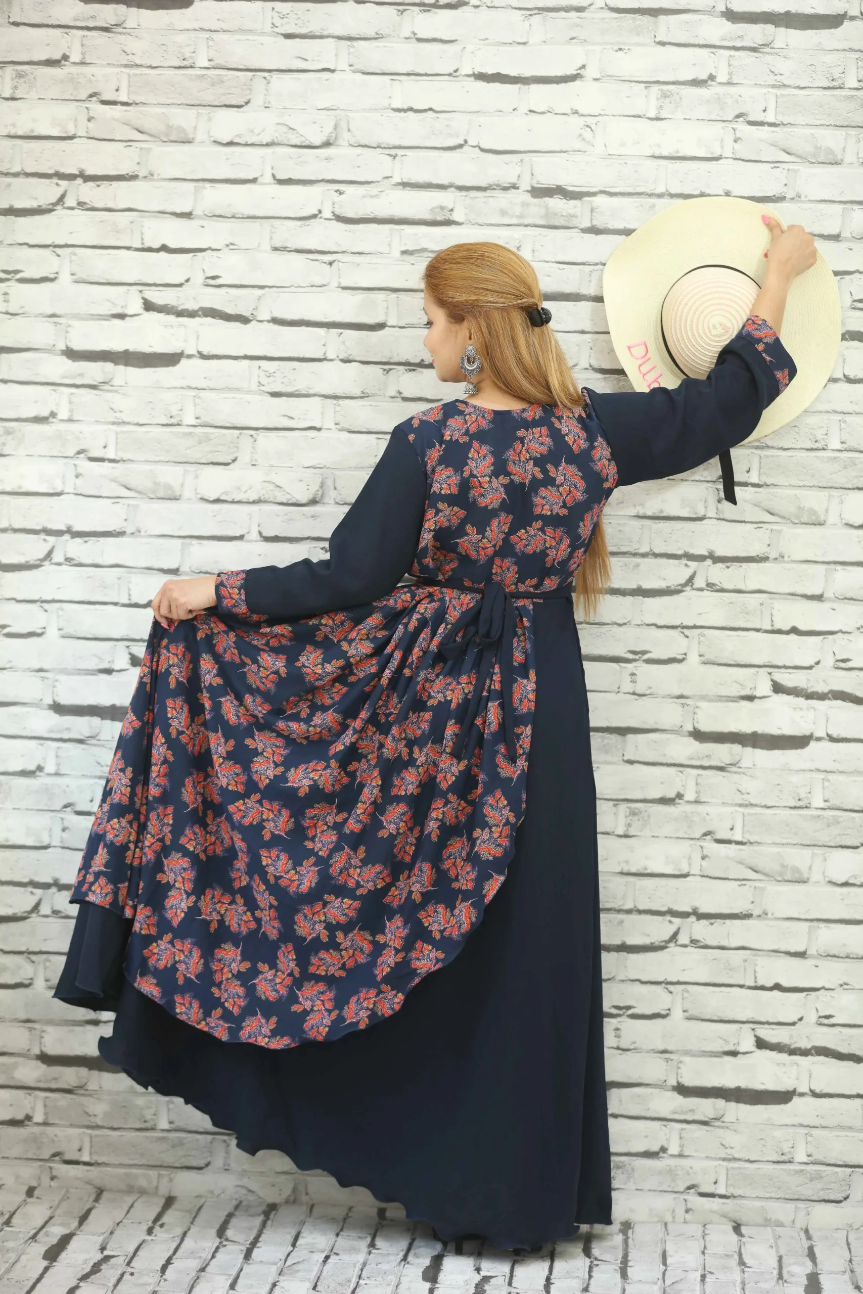Navy Blue Scuba Long Dress