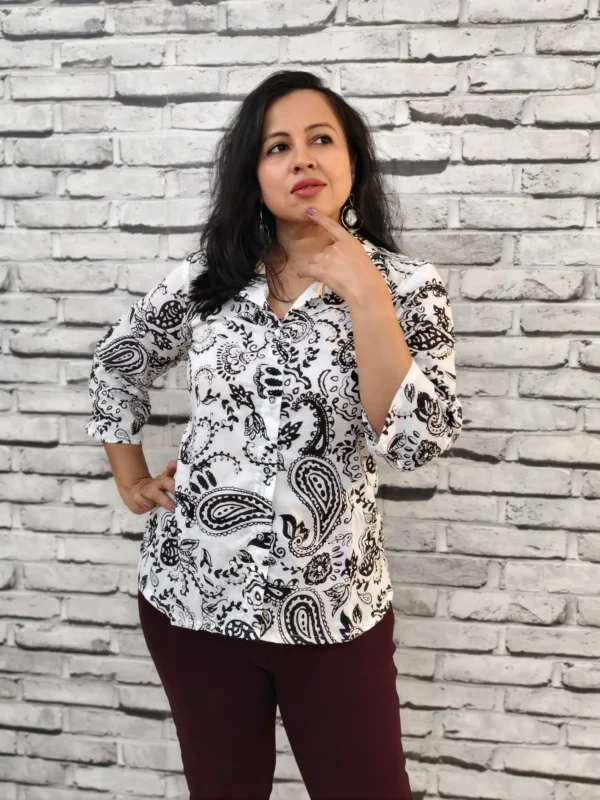 White printed cotton top, Nine2five