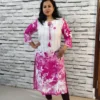Pink & White Digital Print Kurti – Mid-Calf Length