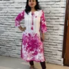 Pink & White Digital Print Kurti – Mid-Calf Length