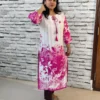Pink & White Digital Print Kurti – Mid-Calf Length