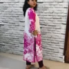 Pink & White Digital Print Kurti – Mid-Calf Length