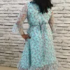 Sky Blue Cross-Frilled Chiffon Midi Dress, nine2five