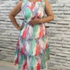 Bubble Gum Swirl Tiered Midi Dress – Chiffon with Lining