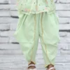 Pastel Green Floral Organza Embroidered Tunic with Dhoti-Style Pants for Girls