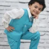 Boys' 3-Piece Dress Set with Bow Tie – Turquoise Blue & Cream | Nine2Five