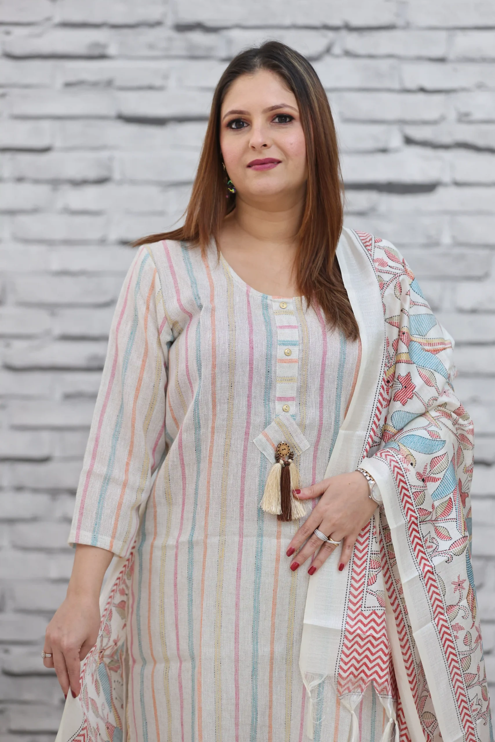 Khadi Cotton 3-Piece Suit Set with Soft Kalamkari Dupatta