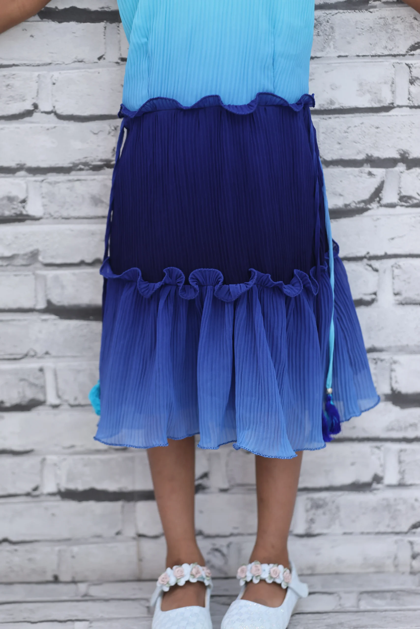 Blue Ombre Tiered Dress for Girls