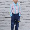 Kids' Boys Cotton Checkered Shirt – Blue & Pink