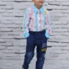 Kids' Boys Cotton Checkered Shirt – Blue & Pink