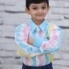 Kids' Boys Cotton Checkered Shirt – Blue & Pink