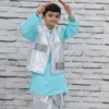 Festive Sky Blue & Silver Dhoti Kurta Set – Boys' 3-Piece Traditional Outfit