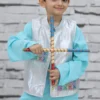 Festive Sky Blue & Silver Dhoti Kurta Set – Boys' 3-Piece Traditional Outfit
