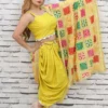 Yellow Dhoti Crop Top Set with Phulkari Dupatta – Nine2Five