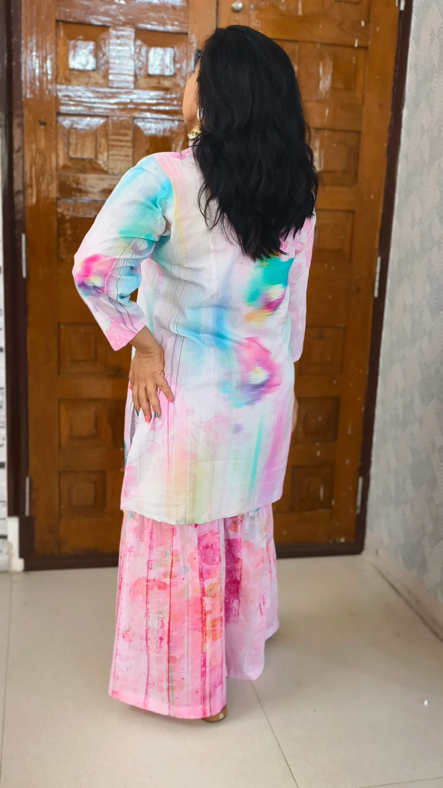 Pastel Dream Cotton Garara Co-ord Set with Bead Detailing