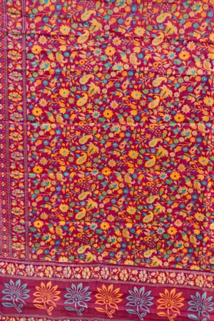 Rani Pink Multicolor Floral & Paisley Print Khadi Silk Dupatta