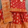 Pinkish Red Ethnic 3-Piece Dress Set for Girls – Banarasi Dupatta | Nine2Five