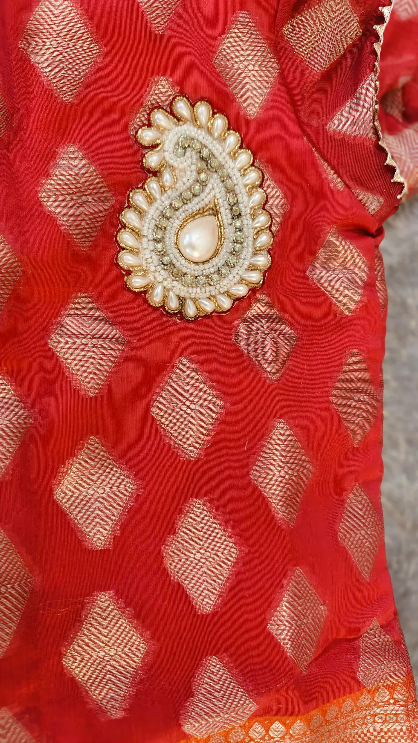 Pinkish Red Ethnic 3-Piece Dress Set for Girls – Banarasi Dupatta | Nine2Five