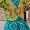 Banarasi Silk 2-Piece Jacket Frock Set – Green & Teal | Nine2Five