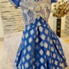 Chanderi Silk 2-Piece Jacket Frock Set – Royal Blue | Nine2Five