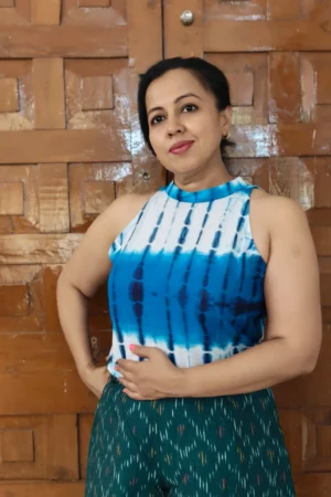 Halter neck tie and dye top