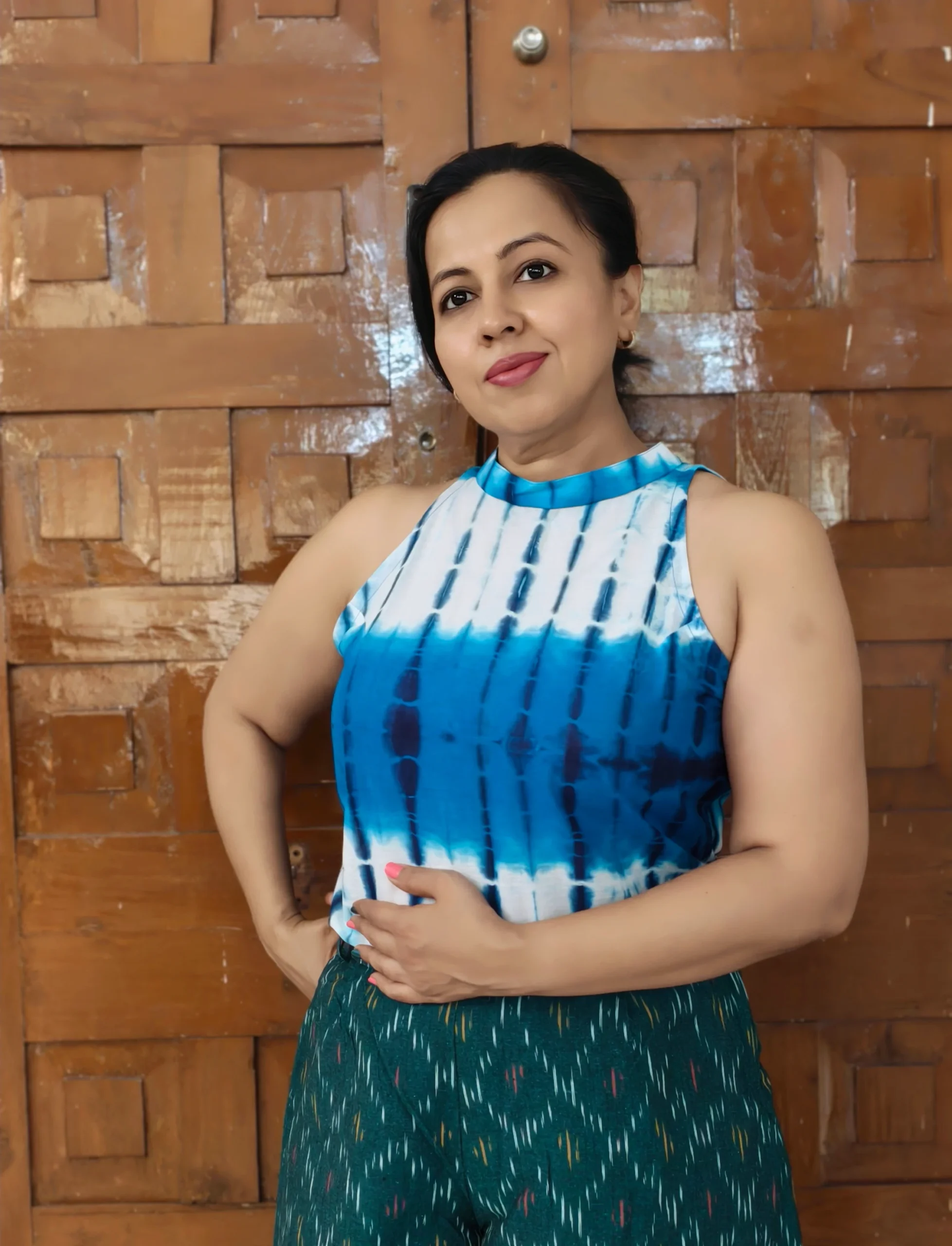Halter neck tie and dye top