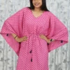 Pink Polka Dot Kaftan Dress with Tassel Ties – Nine2Five