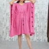 Pink Polka Dot Kaftan Dress with Tassel Ties – Nine2Five