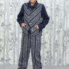 Boys’ 3-Piece Navy & White Ethnic Print Set – Shirt, Jacket & Trouser