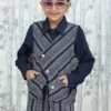 Boys’ 3-Piece Navy & White Ethnic Print Set – Shirt, Jacket & Trouser