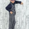 Boys’ 3-Piece Navy & White Ethnic Print Set – Shirt, Jacket & Trouser