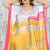 Sunset Glow Satin Kaftan Dress with Drawstring Waist