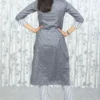 Charcoal Khadi-Look Cotton Kurti with Striped Handloom Pant – 2 Pc Set