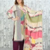 Multicolor Digital Print 3-Piece Suit with Kaudi Hem Detailing