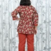 Rust Bagru Print Kurta with Delta Fabric Pant – 2 Pc Set for Girls