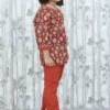 Rust Bagru Print Kurta with Delta Fabric Pant – 2 Pc Set for Girls