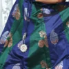 Green & Blue Banarasi Blend Skirt Crop Top Set