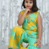 Aqua & Yellow Floral Kids Garara Set with Lace Detailing