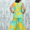 Aqua & Yellow Floral Kids Garara Set with Lace Detailing