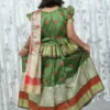 Green Banarasi 3-Piece Kids Dress with Skirt, Top & Designer Dupatta