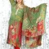 Green & Red Placement Print Chanderi Kurta with Dupatta (2 Pc Set)