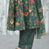 Green Sanganeri Handblock 3-Piece Cotton Suit with Embroidered Neck