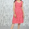 Red Floral Tiered Knee-Length Dress – Nine2Five