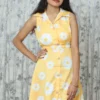 Yellow Daisy Print Cotton Silk High-Low Dress – Nine2Five