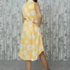 Yellow Daisy Print Cotton Silk High-Low Dress – Nine2Five