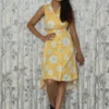 Yellow Daisy Print Cotton Silk High-Low Dress – Nine2Five