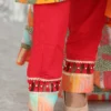 Sunset Orange Digital Print 3-Piece Cotton Suit with Beaded Hem Detailing