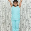 Sky Blue 2-Piece Embroidered Kids Set in Delta and Net Fabric