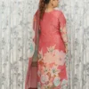 Peach Floral Chanderi Kurti with Multicolor Dupatta – 2 Pc Set